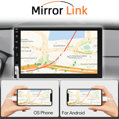 7" 1-DIN авторадио с CarPlay/Android Auto, HD сензорен екран, Bluetooth, FM, AUX, MirrorLink