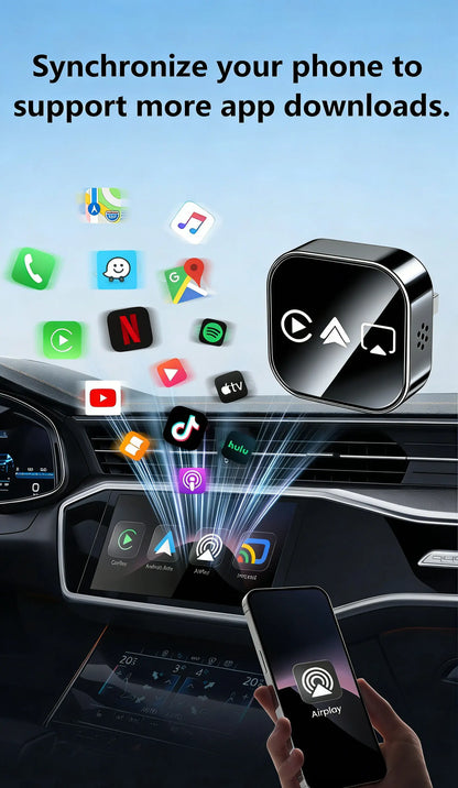 Безжичен CarPlay адаптер за автомобил с Bluetooth и огледално отразяване на екрана, 4-в-1, Plug-and-Play
