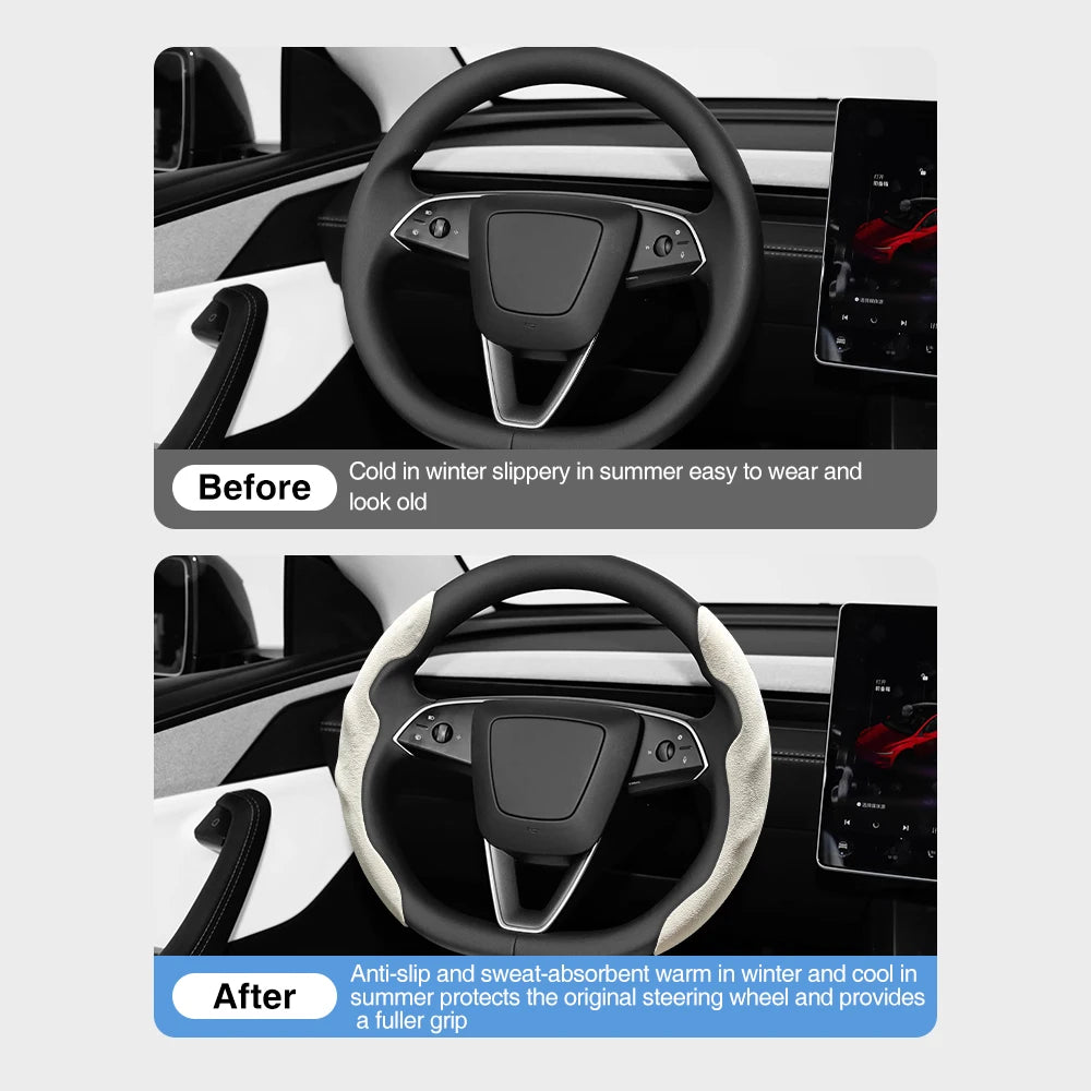 Противохлъзгащ калъф за волан Heenvn за Tesla Model Y (Juniper) и Model 3 (Highland) 2025–2026