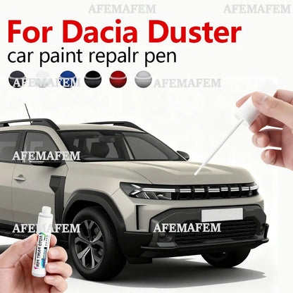 Ретуш маркер за боя и драскотини за Dacia Duster (2010–2025), цветове: черен B20, оранжев, червен, син, сребрист, бял
