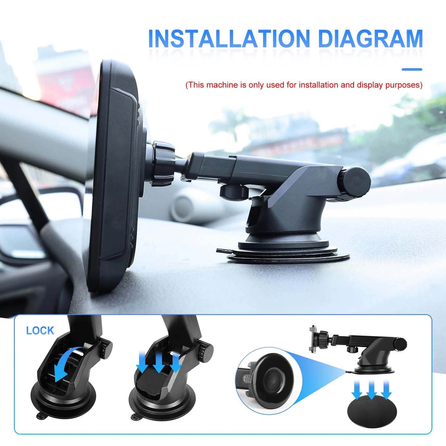 Podofo 7" преносим автомобилен дисплей с безжичен CarPlay/Android Auto, AirPlay, Bluetooth, FM трансмитер, AUX, HD 1024x600