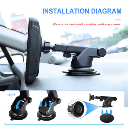 Podofo 7" преносим автомобилен дисплей с безжичен CarPlay/Android Auto, AirPlay, Bluetooth, FM трансмитер, AUX, HD 1024x600