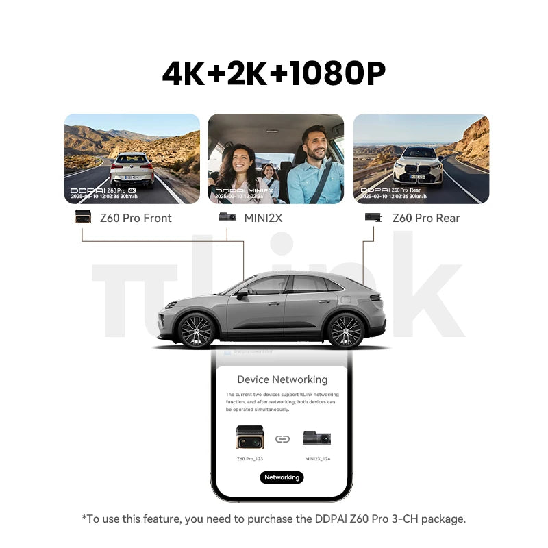 DDPAI Z60 Pro 4K двуканален автомобилен видеорегистратор (предна и вътрешна камера), HDR, сензор Sony STARVIS 2 IMX678, 5 GHz Wi‑Fi, GPS, ADAS, 4G
