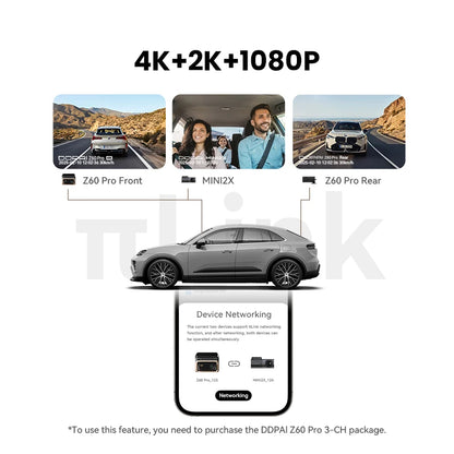 DDPAI Z60 Pro 4K двуканален автомобилен видеорегистратор (предна и вътрешна камера), HDR, сензор Sony STARVIS 2 IMX678, 5 GHz Wi‑Fi, GPS, ADAS, 4G