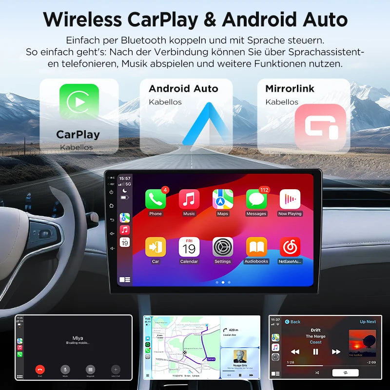 Junsun 9" Android 15 2DIN автомобилна мултимедия за Peugeot 206/206 CC/206 SW (2000–2008), IPS дисплей, GPS навигация, Bluetooth 4.0, Wireless Apple CarPlay и Android Auto